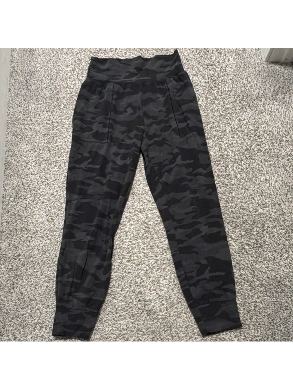 Athleta Black & Charcoal Camo Salutation Jogger